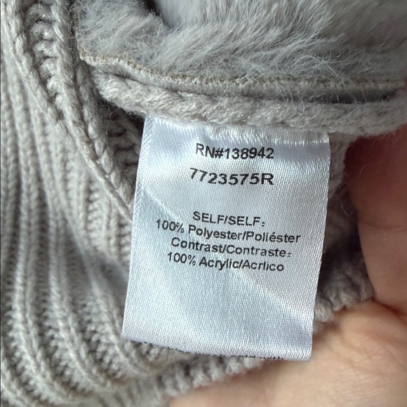 ON 12TH Luxe Sherpa Suede Gray Chunky Knit Sweater Jacket with Pockets SMALL - Picture 9 of 10